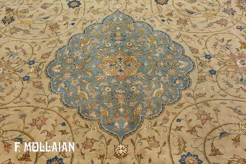 Antique Persian Qum Kurk Wool Part Silk Rug n°:67085658